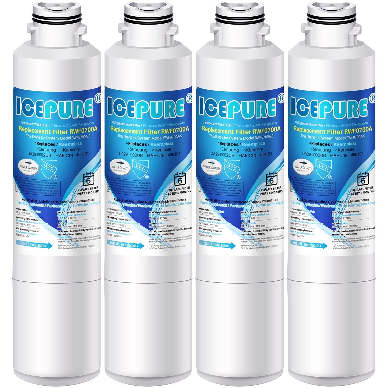 4 PACK Fit For Samsung DA29-00020B RWF1011 HAF-CIN/EXP Refrigerator Water Filter gallery