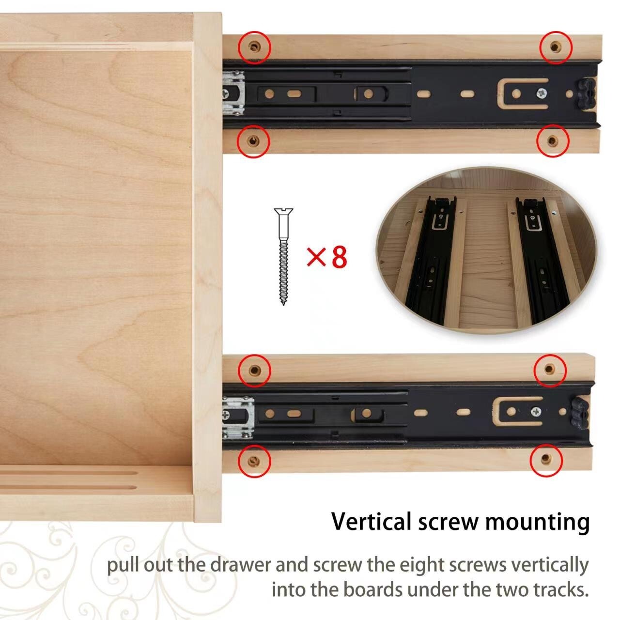Kitchen Slide Cabinet Shelf Pull Out Wood Drawer W9" D10" No assembly required gallery