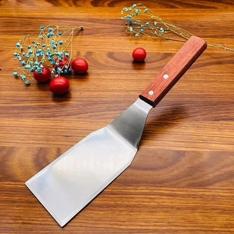 Metal Spatula Beveled Edges, Stainless Steel Spatula with Wood Handle * gallery