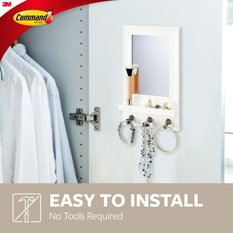 Command Mirror Organizer with 3 Key Hooks and Small Ledge Holds up to 2 lb gallery