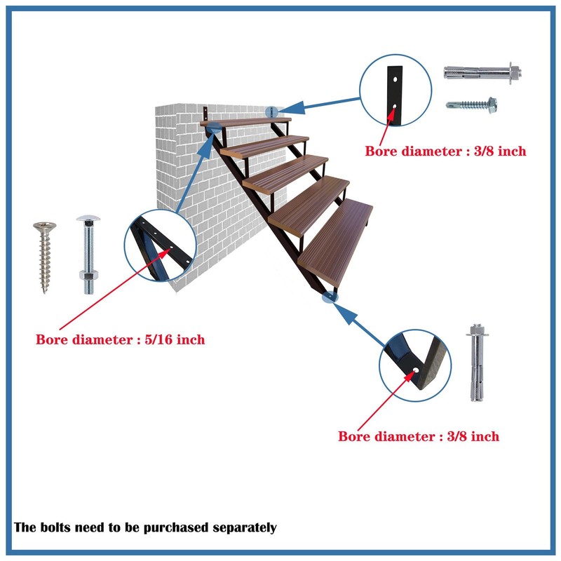 Stair Step Riser 57 Inch 7 Metal Stringer 2 Pack Black Steel Height Deck gallery
