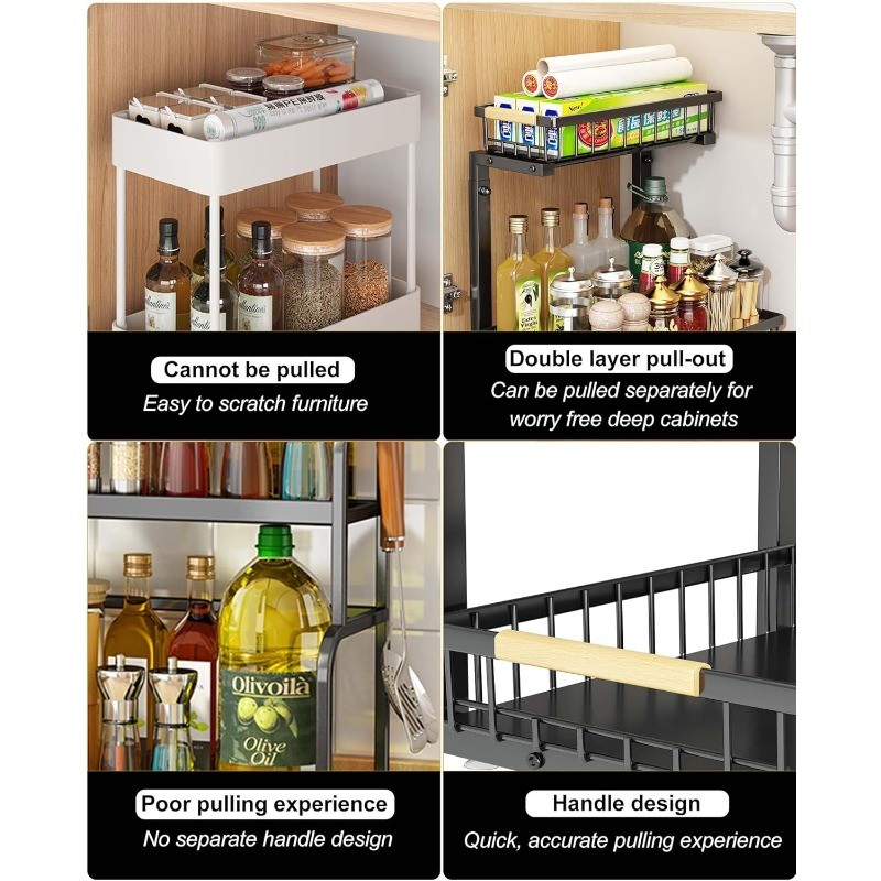Under Kitchen Sink Organizers and Storage 2 Tier Pull Out Cabinet bathroom gallery