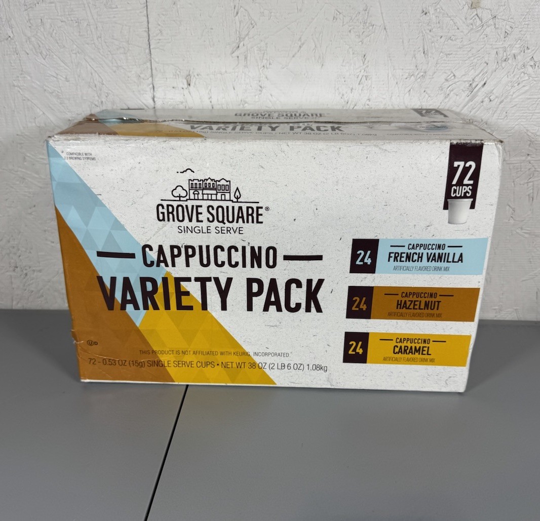 Grove Square Cappuccino Pods Variety Pack 72 Count Hazelnut Caramel French Vanil gallery