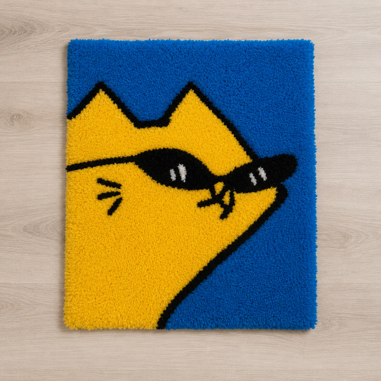 Handmade Yellow Cat Tufted Rug 14x17 Wall Art Cute Modern Accent Rug Decor gallery