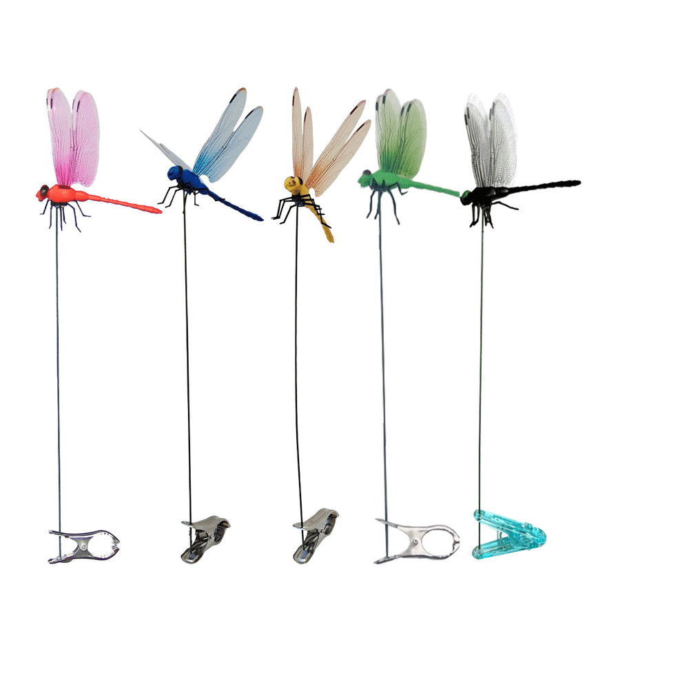 5×Fake Dragonfly Clips Clip on Dragonfly for Outdoors 3D Dragonfly Garden Deco+ gallery