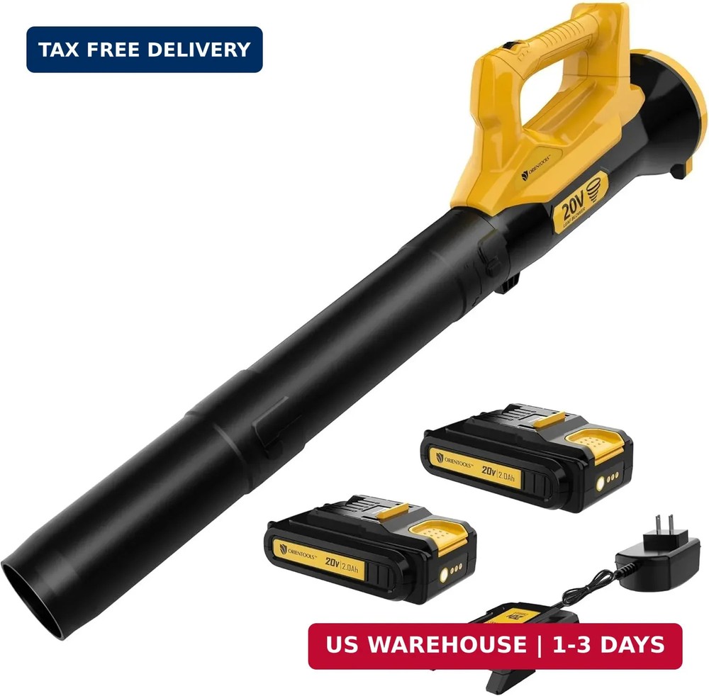 ORIENTOOLS 20V Cordless Leaf Blower with UL 62133 Certified 2x2.0Ah Batteries an