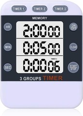 Digital Dual Kitchen Timer for Cooking, 3 Channels Count Down/up Triple Multi
