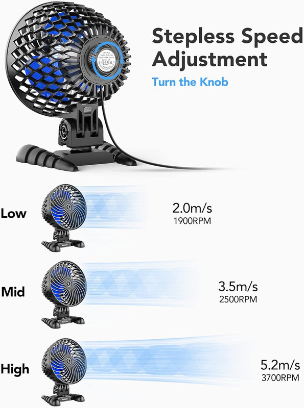 USB Desktop Small Fan, Stepless Speed Adjustment with Multiple Speed Levels, Por gallery