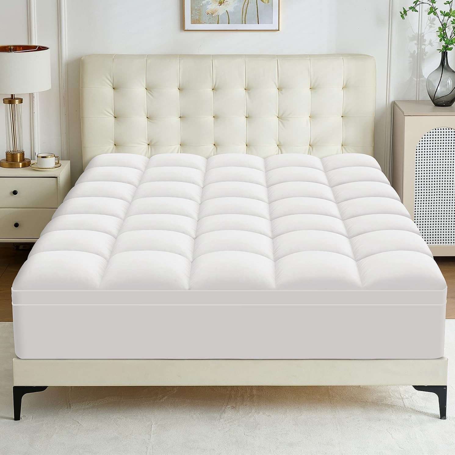 4 Inches Thick Mattress Topper Quilted Cooling Mattress Topper Pad Queen Topper gallery