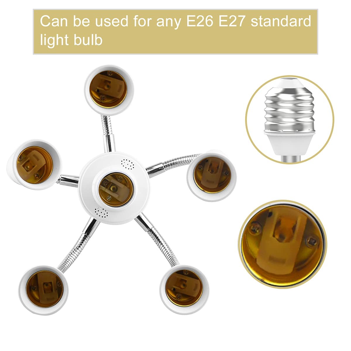 6 in 1 E26 E27 Light Socket Splitter Adapter Bulb Lamp Holder Extension Hose ... gallery