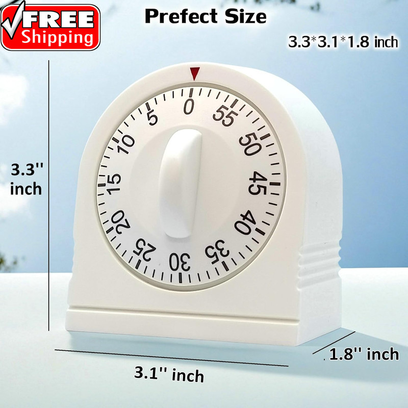 60 Minute Wind up Timer, Visual Mechanical Timer with Loud Alarm, Manual Countdo gallery