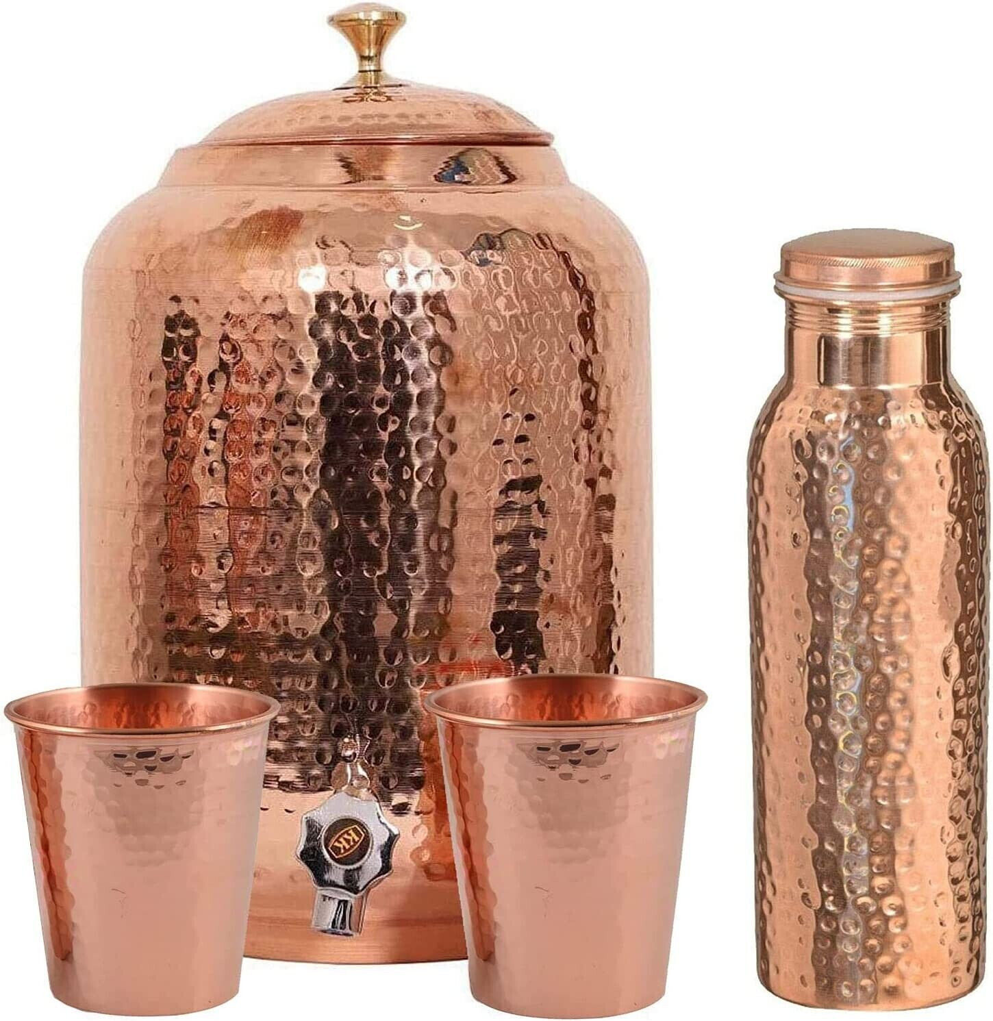 Pure copper drinkware water dispenser Pot water container tank 2 tumbler1 bottle gallery