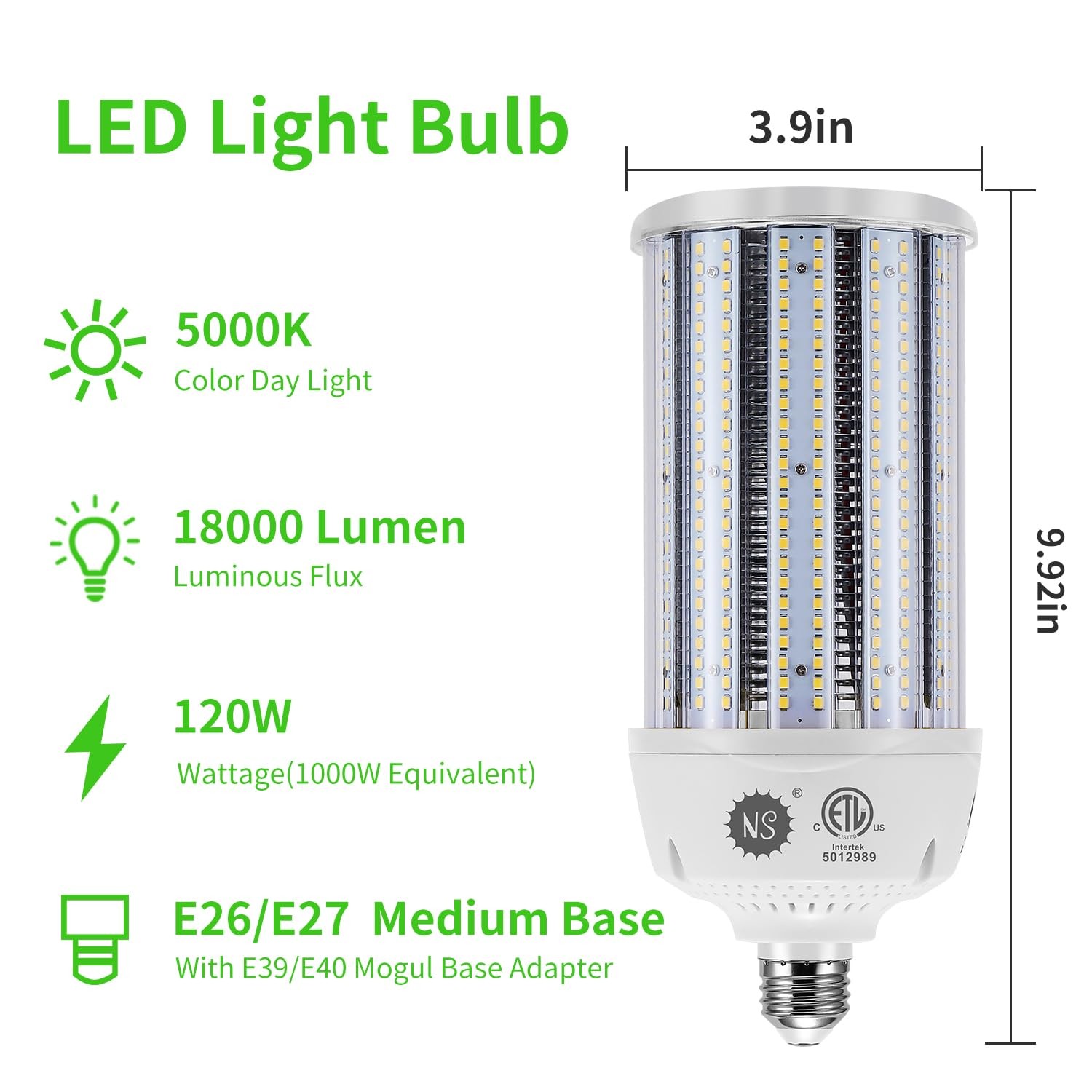 2pack 120w Led Corn Bulb5000kac110277v18000lme26/e39 Baeled Replacement Metal Ha gallery