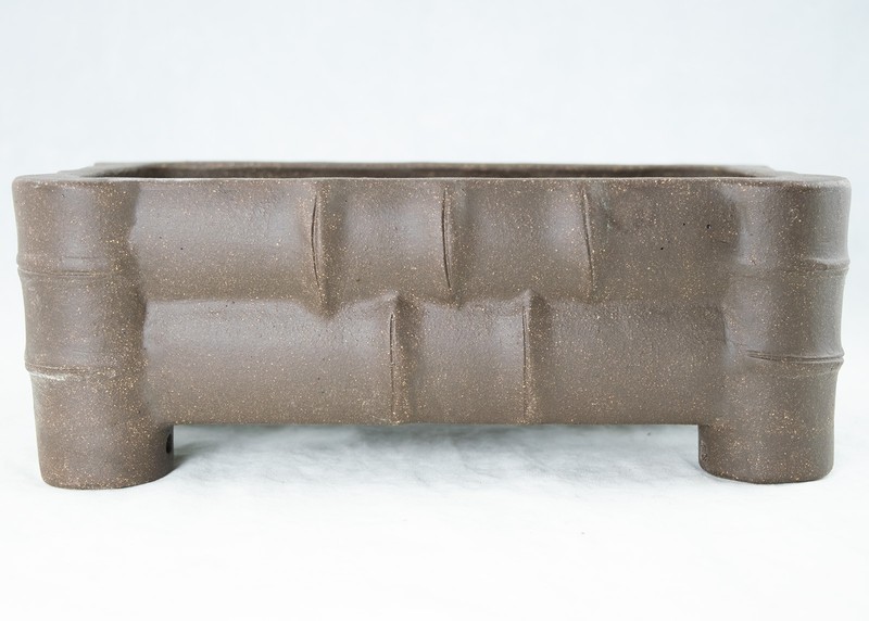 Vintage Rectangular Zisha Bamboo Shaped Bonsai Pot with Mesh 10"x 6.25"x 3.75" gallery