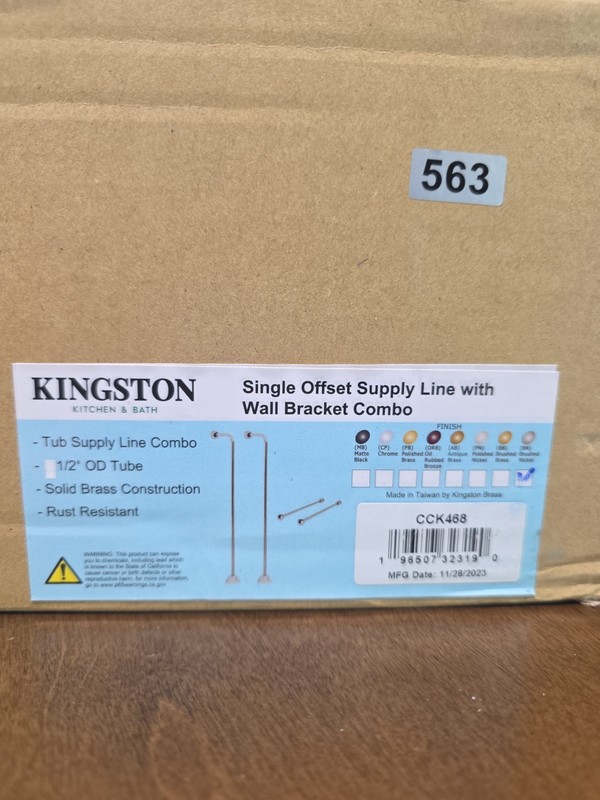 Kingston Single Offset Supply Line With Wall Bracket Combo In Brushed Nickle gallery