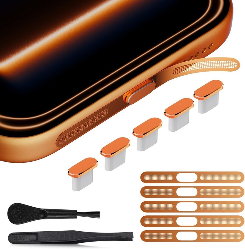 iPhone 17 Pro Max Speaker Protector Cover Accessories – 5PCS USB C Dust Plug & E