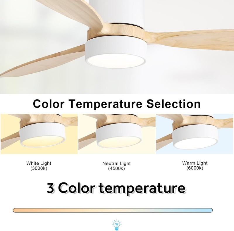Sofucor 52" Flush Mount Ceiling Fan No Light w/ Remote Control Bedroom Patio Fan gallery