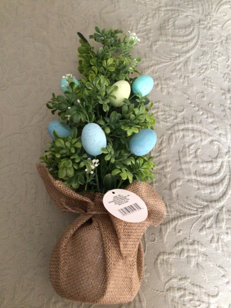 NWT EASTER EGG Topiary Artificial Tree in Burlap wrapped base 18-20” H NWT