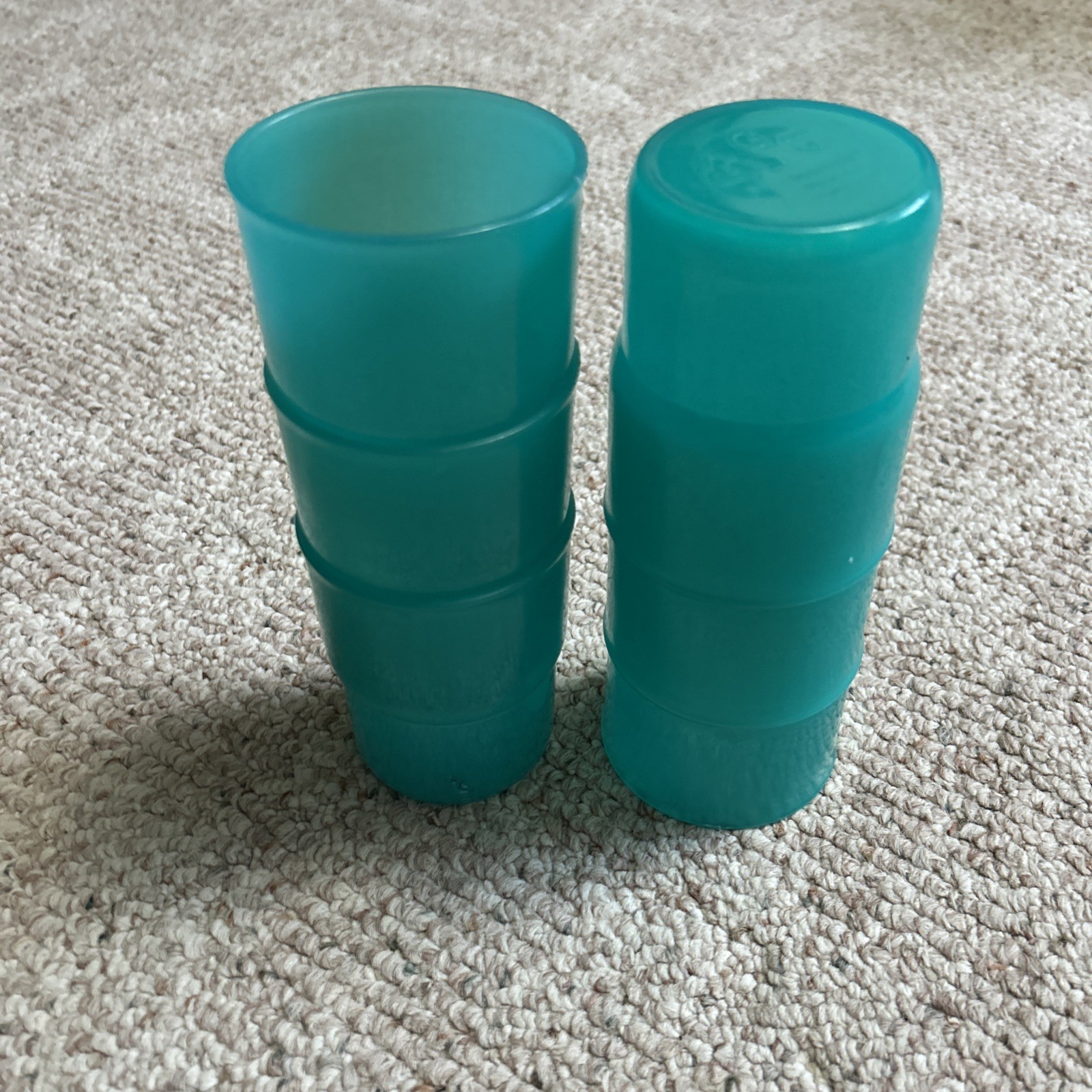 6 Tupperware 8oz Impressions stackable tumbler cup Teal green # 3090K USA Made gallery