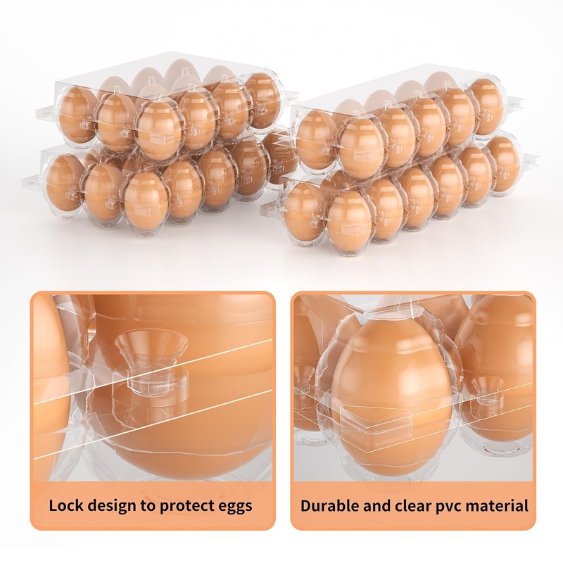 Egg Cartons Cheap Bulk 100 Pack, 1 Dozen Plastic Egg Carton for Refrigerator,... gallery