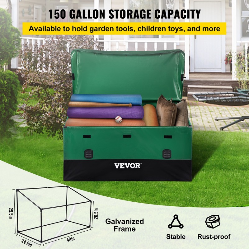VEVOR Outdoor Storage Box Patio Deck Box 150 Gallon Waterproof PE Tarpaulin gallery