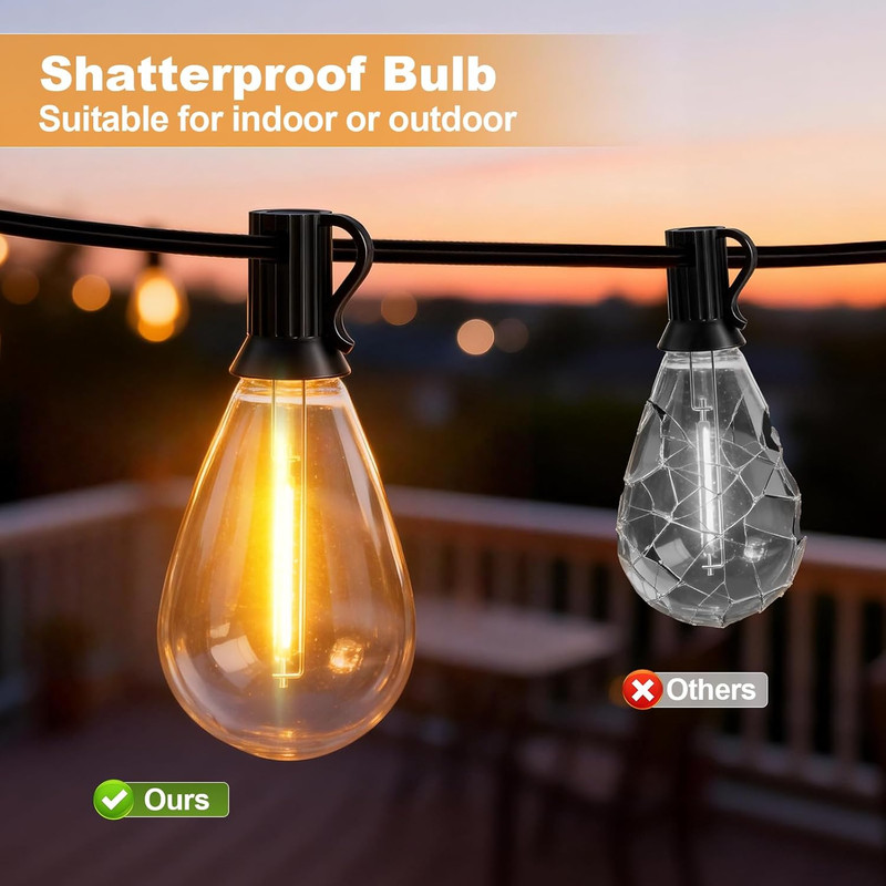 50FT Waterproof LED String Lights with Remote, Dimmable for Outdoor Use gallery
