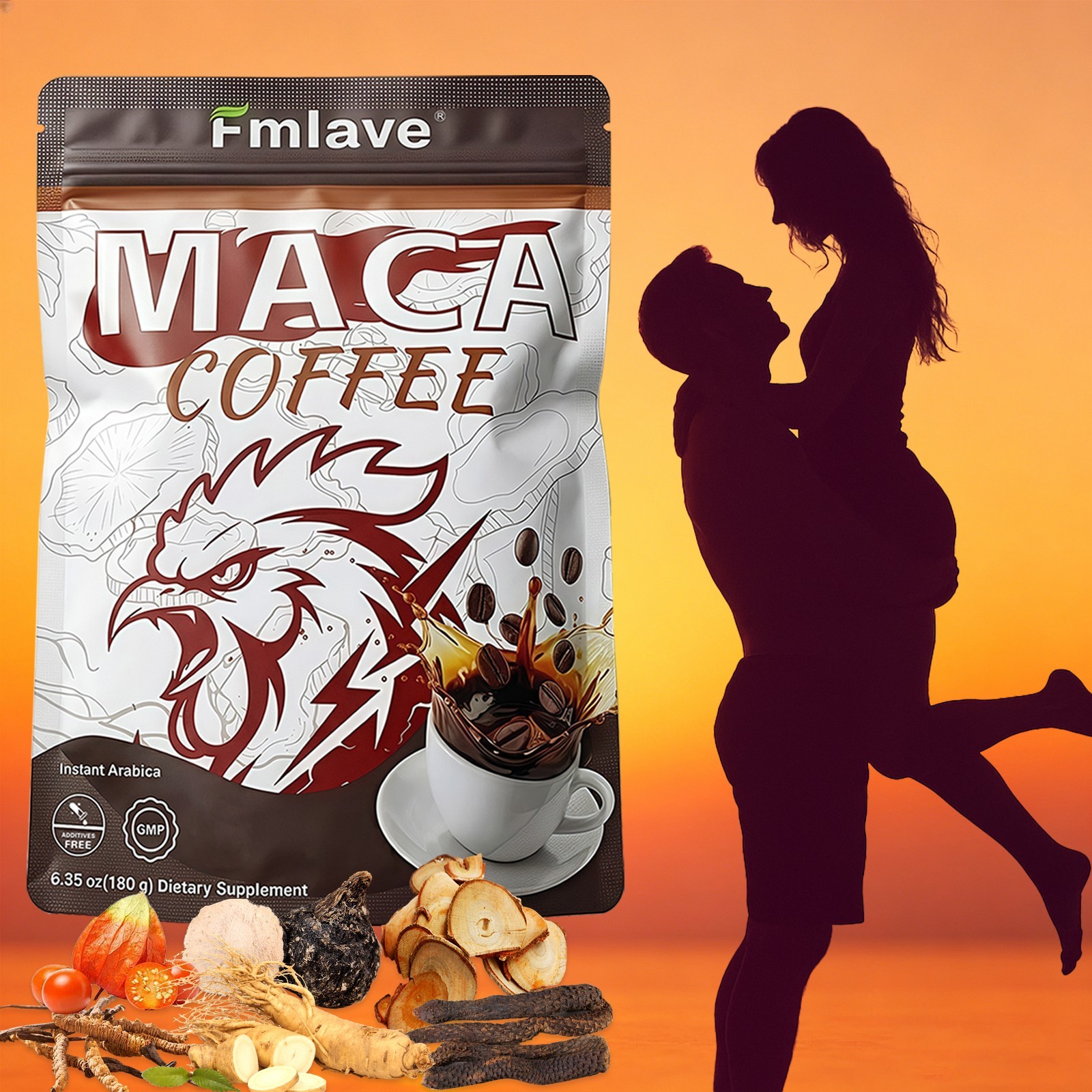 Men's Energy Coffee Instant Coffee Maca Ginseng Extract Focus Stamina 18 serving gallery