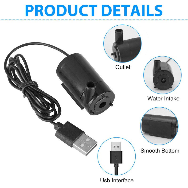 Water Pump Mini Mute Submersible USB 5V 1M Cable Garden Fountain Tool Fish Tank gallery