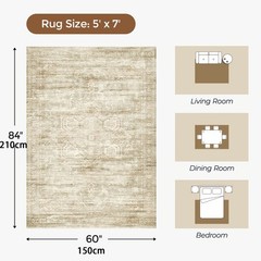 Beige #32 – Washable Large Rug,Suitable for Living Room,Bedroom,And Dining Room