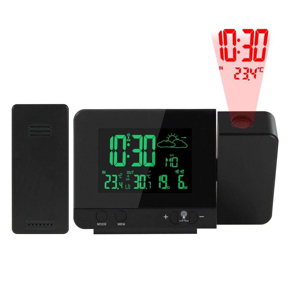 Projection Alarm Clock Weather Station Indoor Outdoor Thermometer Digital Displa gallery