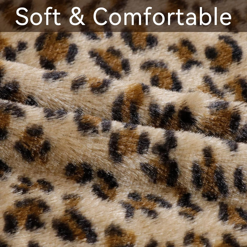 Faylapa 4 Pack Soft Plush Leopard Print Pillow Covers,Animal Theme Print Faux Fu gallery