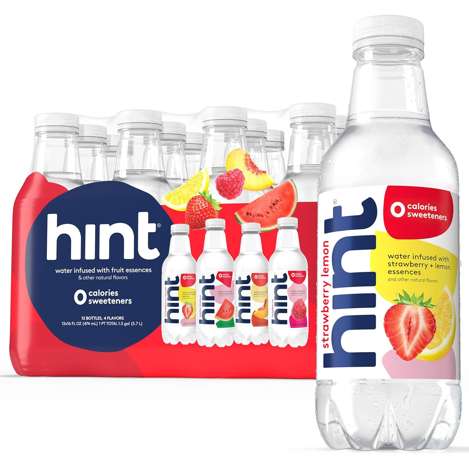Hint Bottled Water Red Variety Pack, Fruit-Infused, Sugar Free, 16oz 12ct gallery