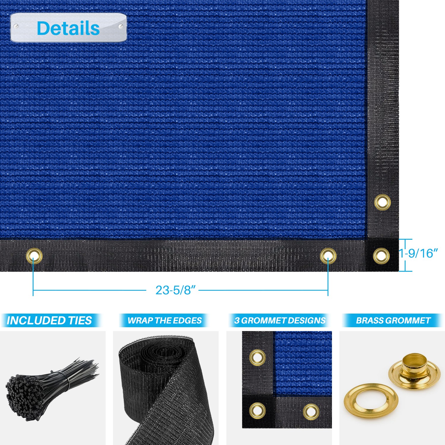 PATIO 50ft Blue Fence Privacy Screen Deck Garden Mesh Fabric Shade 90%UV-Block gallery