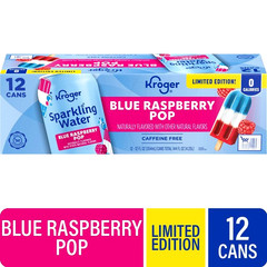 💙 Kroger Blue Raspberry Pop Sparkling Water 12 fl oz 12 Cans 🚚 FREE SHIPPING