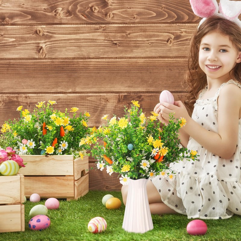 6 Pcs Easter Egg Stems Spring Picks with Eggs Carrot Decoration Colorful Spec... gallery