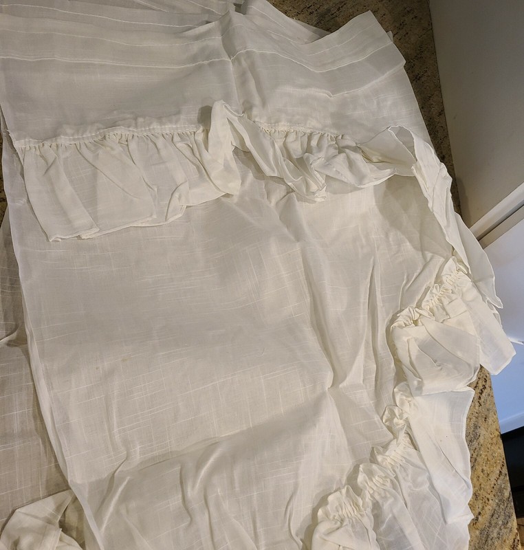 Ellis Curtain Co. #474 Solid Ruffled Swag 45x35" Each. Sheer Textured White gallery