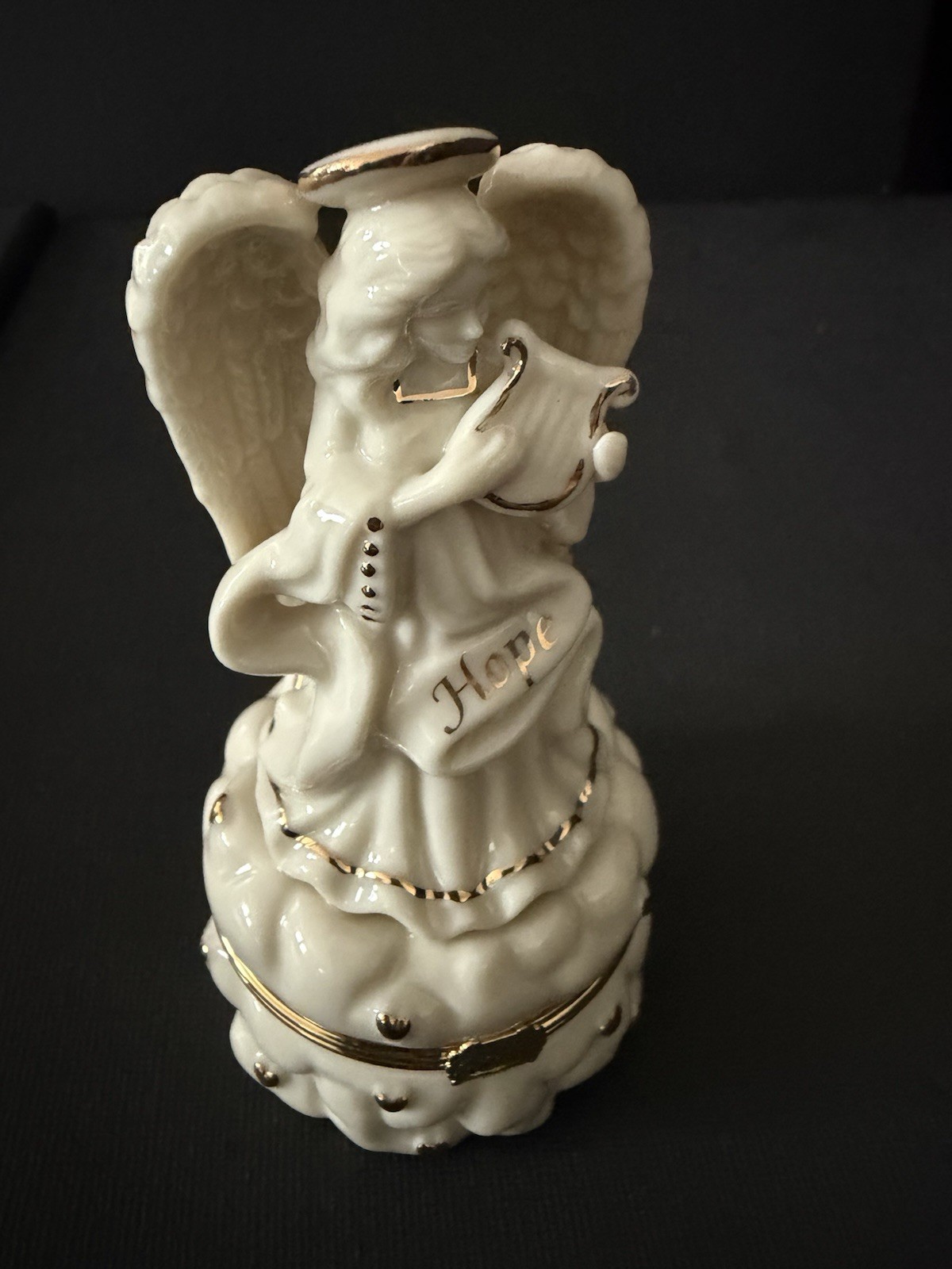 Lenox Treasure Boxes Porcelain 'Angel of Hope' Trinket Box with Lute Charm gallery