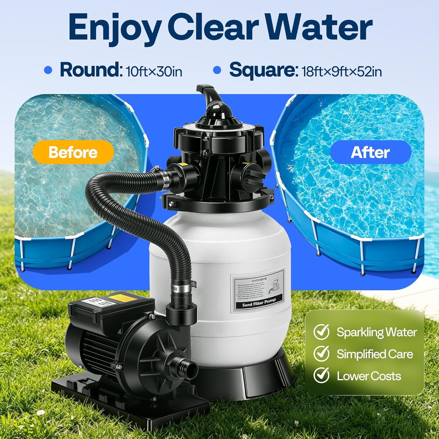 VIVOHOME 2087 GPH Sand Filter Pump Above Ground Pool gallery