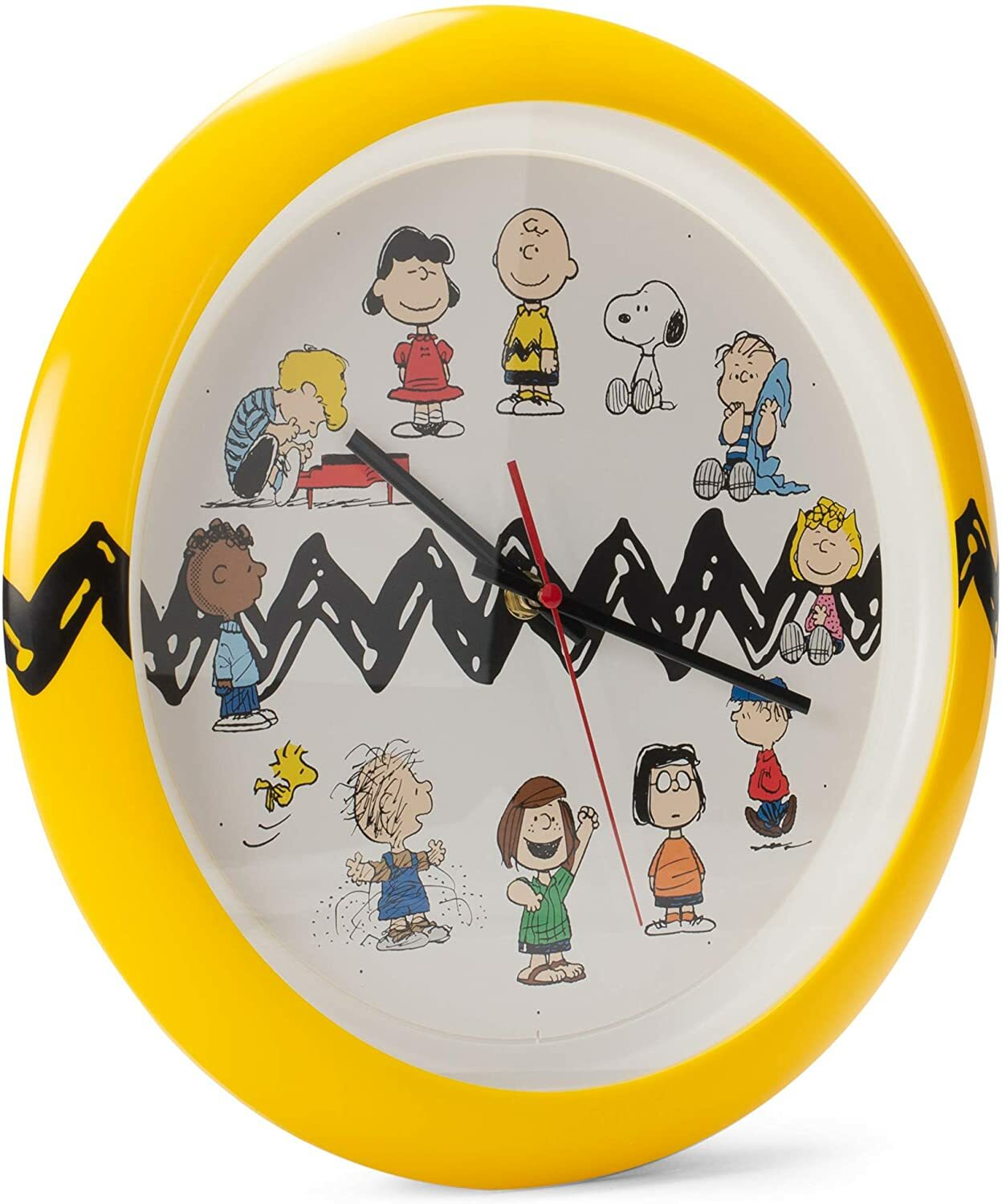 Peanuts Charlie Brown Zig Zag Snoopy Yellow and Black Wall Clock, 13 Inch gallery