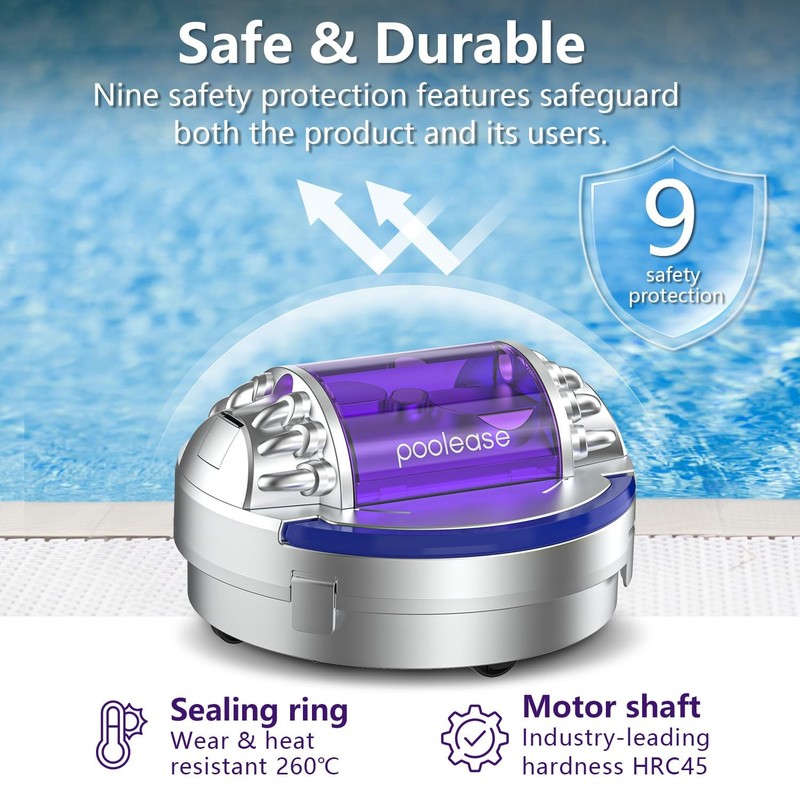 Poolease X1 Cordless Robotic Pool Vacuum Automatic Pool Cleaner 45W Dual-Motor gallery