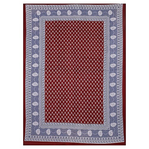 3 Kaam Buti Print Cotton Bedsheet Red Queen Size Bedroom Set Bedding FlatSheet gallery