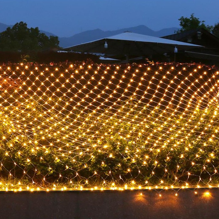 Solar US Plug LED Fairy String Net Lights Curtain Mesh Xmas Party Garden Outdoor gallery
