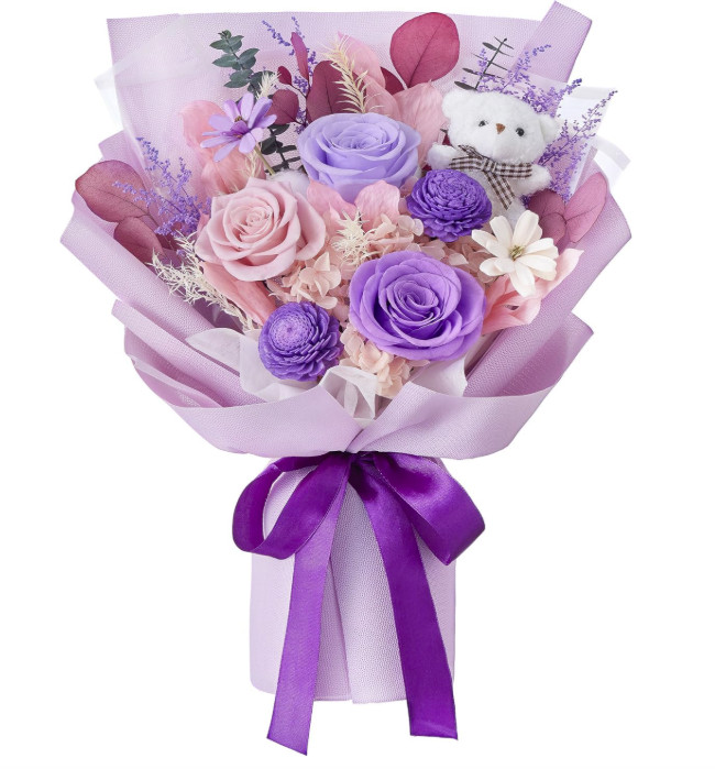 Preserved Flowers for Delivery Prime Forever Flowers Bouquet with Bear Flower Gi gallery