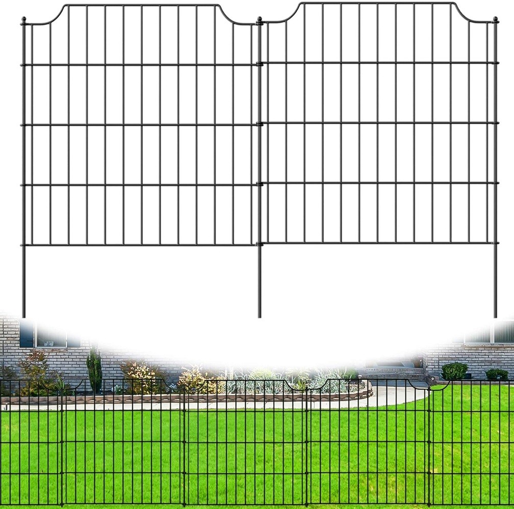 6 Panels of Rustproof Black Metal Decorative Garden Fence 28in H X 28in L gallery
