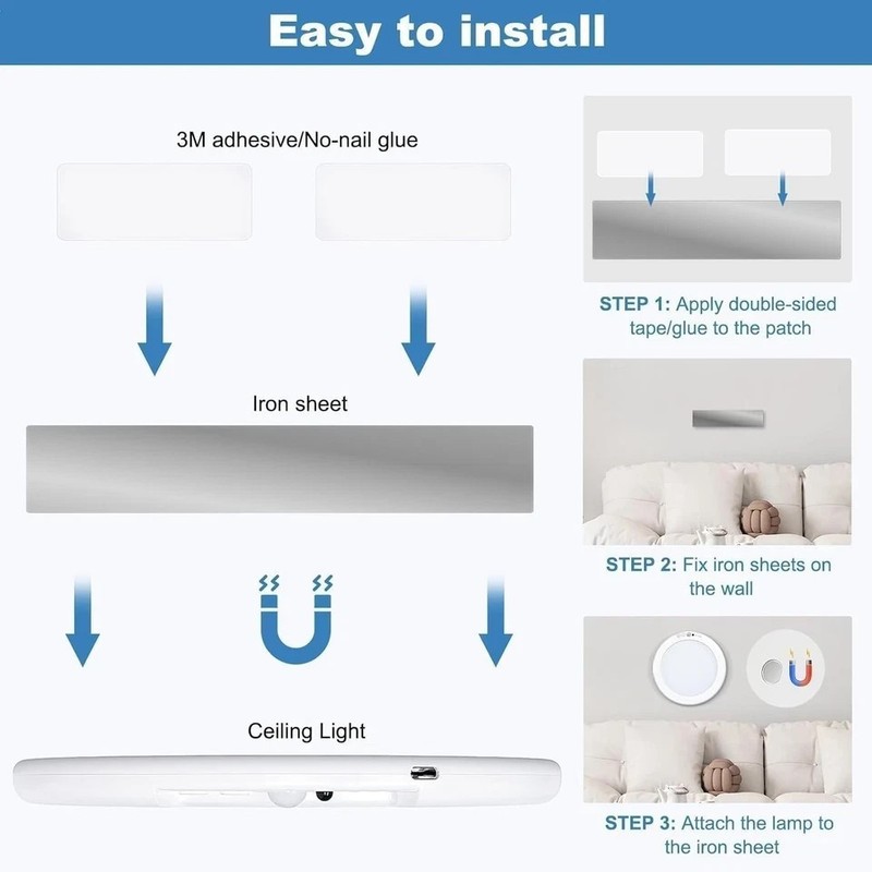 1/2/4Pack Rechargeable Motion Sensor Ceiling Light with Remote Magnetic Wireless gallery