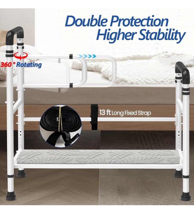 Bed Step for the Elderly/High Beds, Adjustable, Automatic LED Light, 800lb gallery
