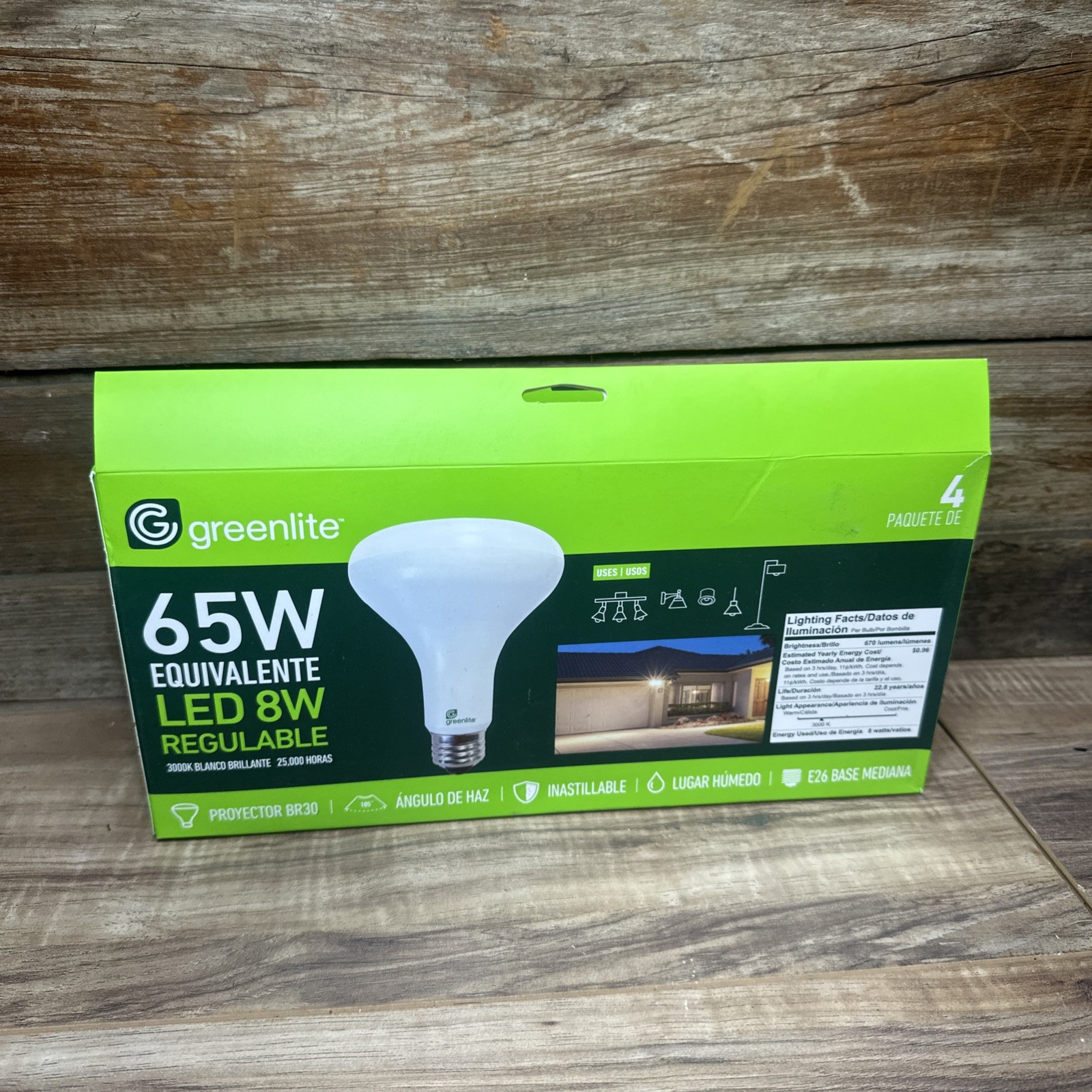 4 Pack Greenlite LED 8W = 65W BR30 Floodlight Light Bulbs gallery