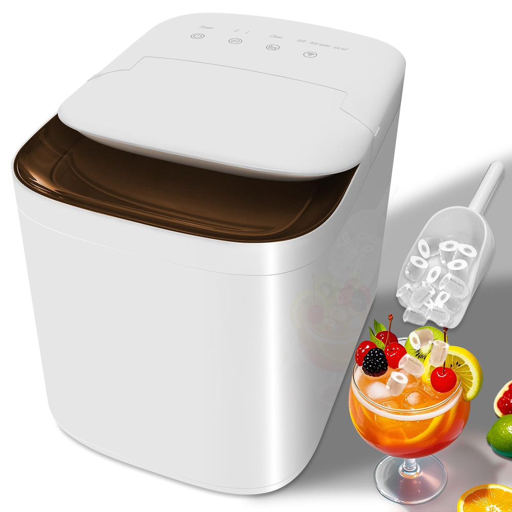Ice Makers Countertop - Pebble Ice Maker Machine with App, 30 Mins Self Cleaning