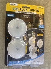 Sensor Brite LED Puck Lights (4 Pack) W/ Charging Dock Wireless Motion Activate