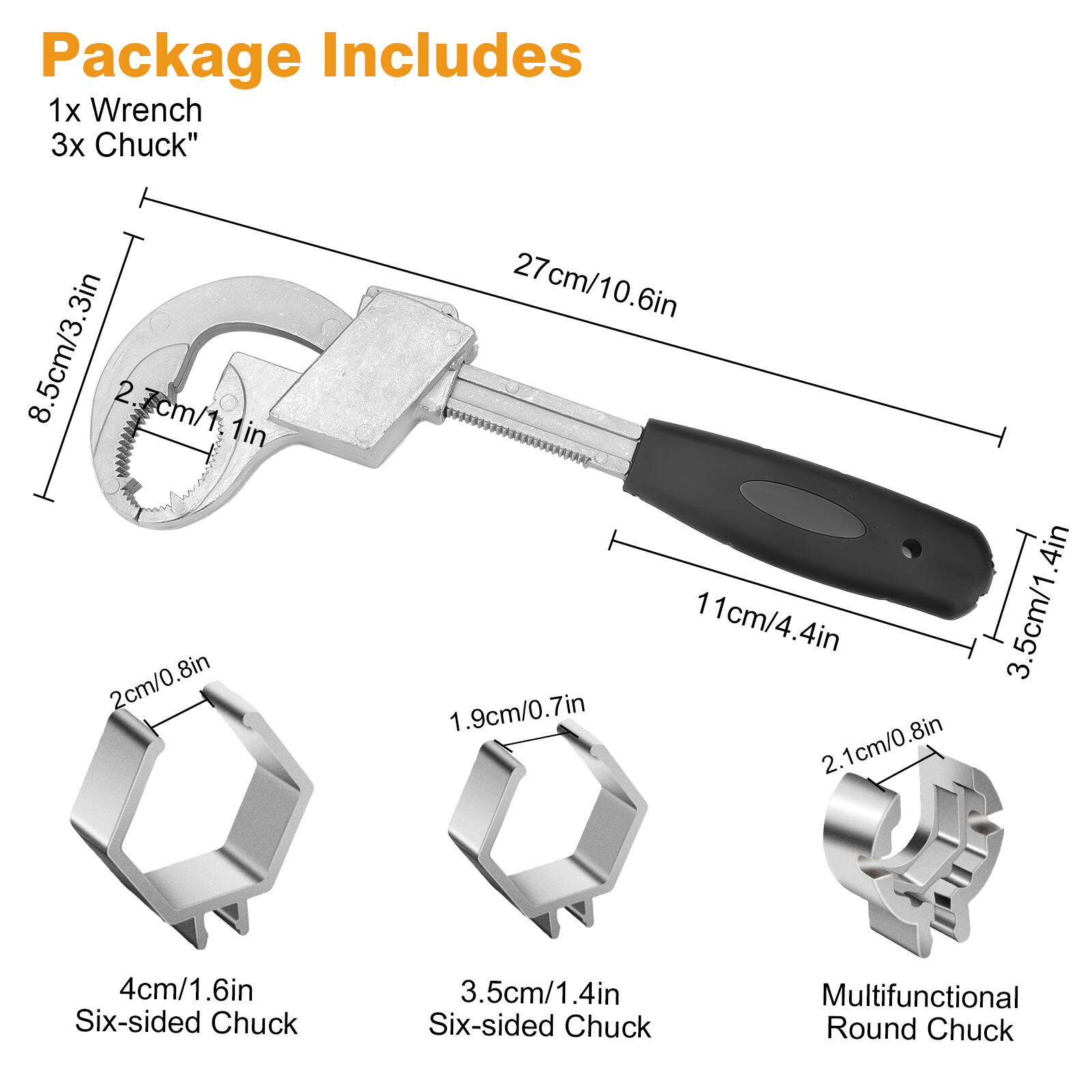Universal Open End Wrench Adjustable Wrench for Bathroom Plumbing Sink Repair gallery